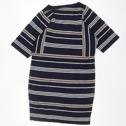Warehouse Women Blue Striped Knit Shift Dress UK 10
