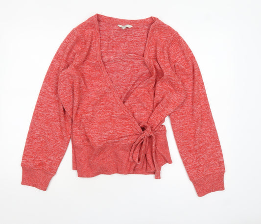 NEXT Womens Red Wrap Knit Jumper Size 14 V-Neck Long Sleeve