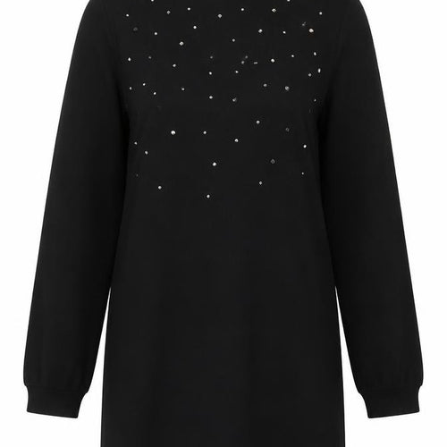 F&F Women’s Black Studded Crew Neck Long Sleeve Pullover Jumper Size 10