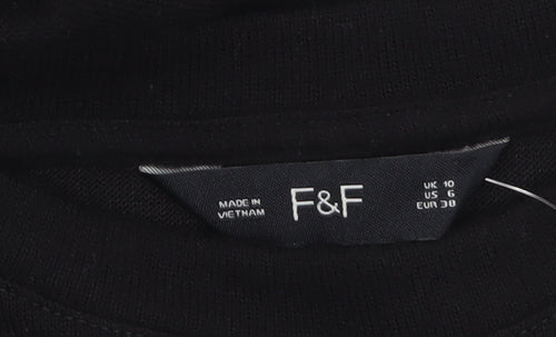F&F Women’s Black Studded Crew Neck Long Sleeve Pullover Jumper Size 10