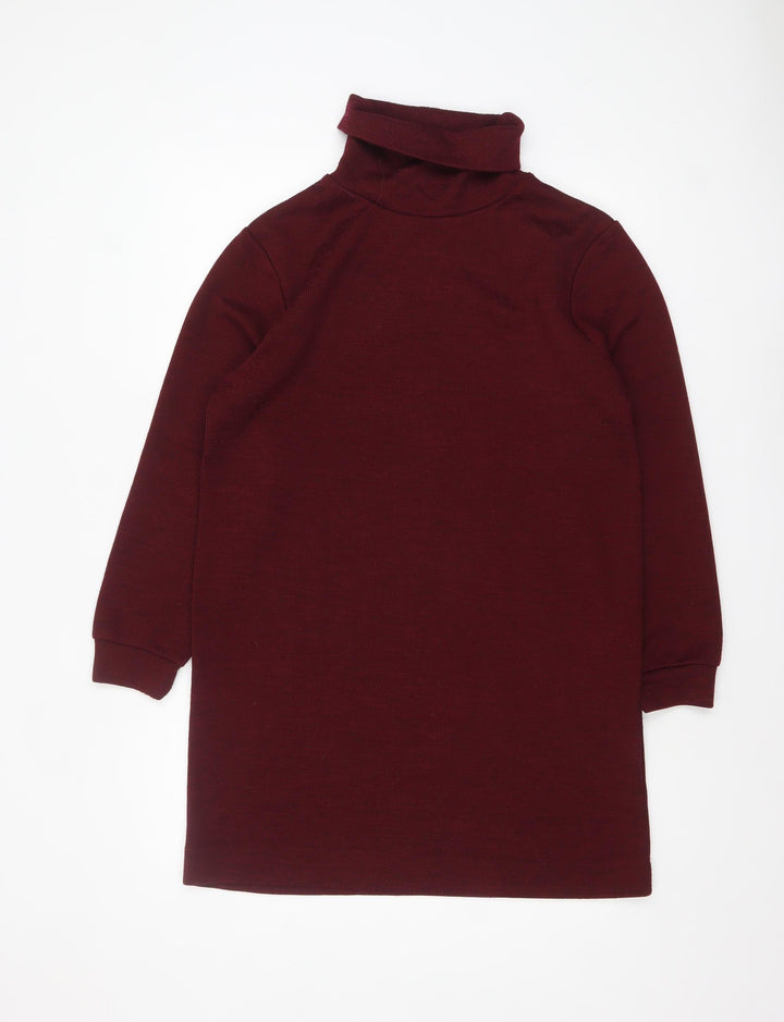 Primark Women’s Red Roll Neck Long Sleeve Bodycon Knit Dress Size 12