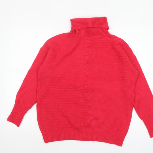 Wallis Women Red Roll Neck Long Sleeve Knit Jumper Size S