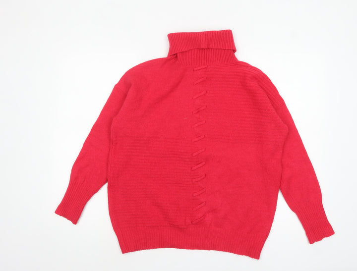 Wallis Women Red Roll Neck Long Sleeve Knit Jumper Size S