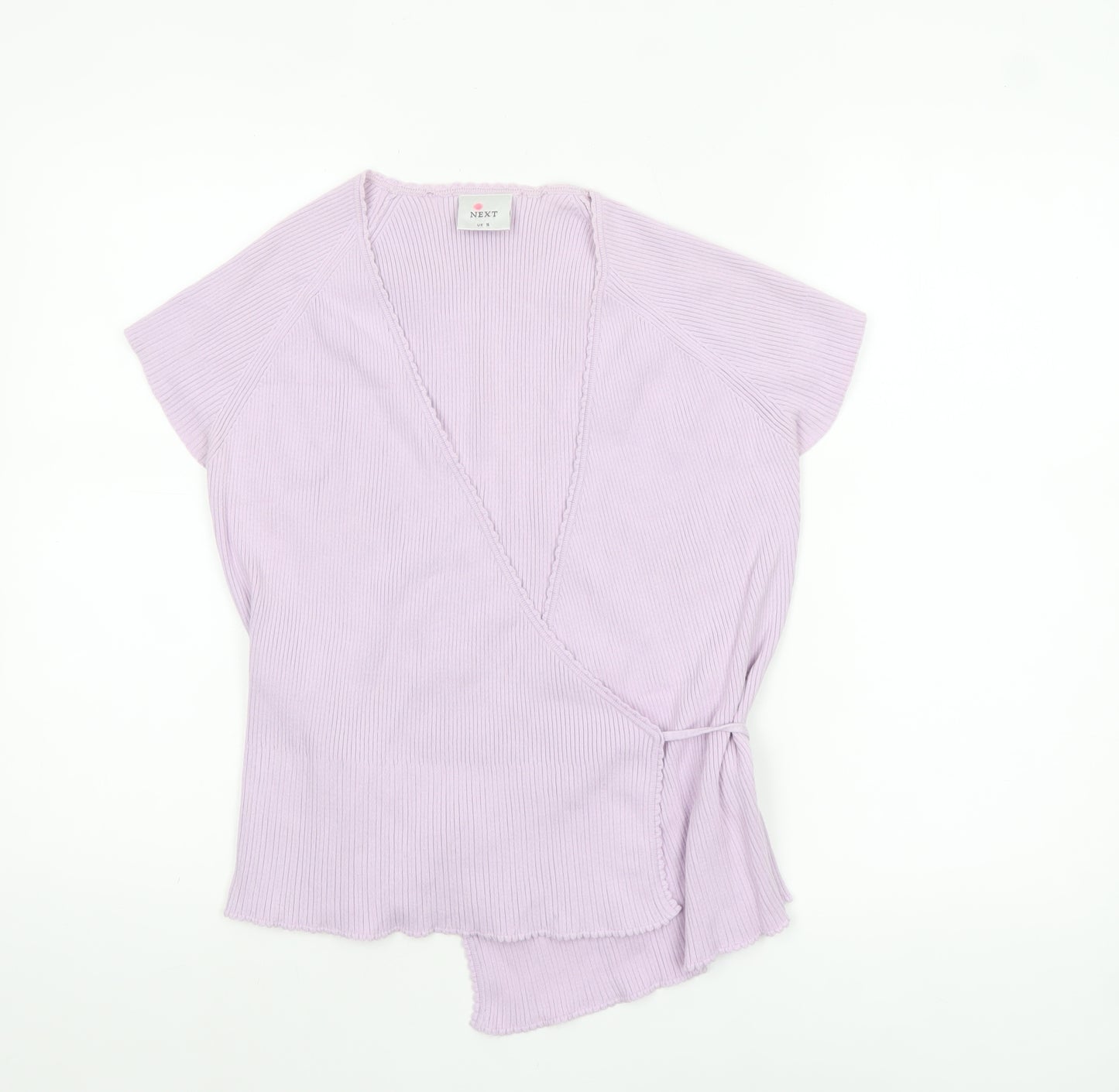Next Women Purple Wrap Knit Blouse UK 16 Short Sleeve