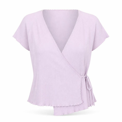 Next Women Purple Wrap Knit Blouse UK 16 Short Sleeve