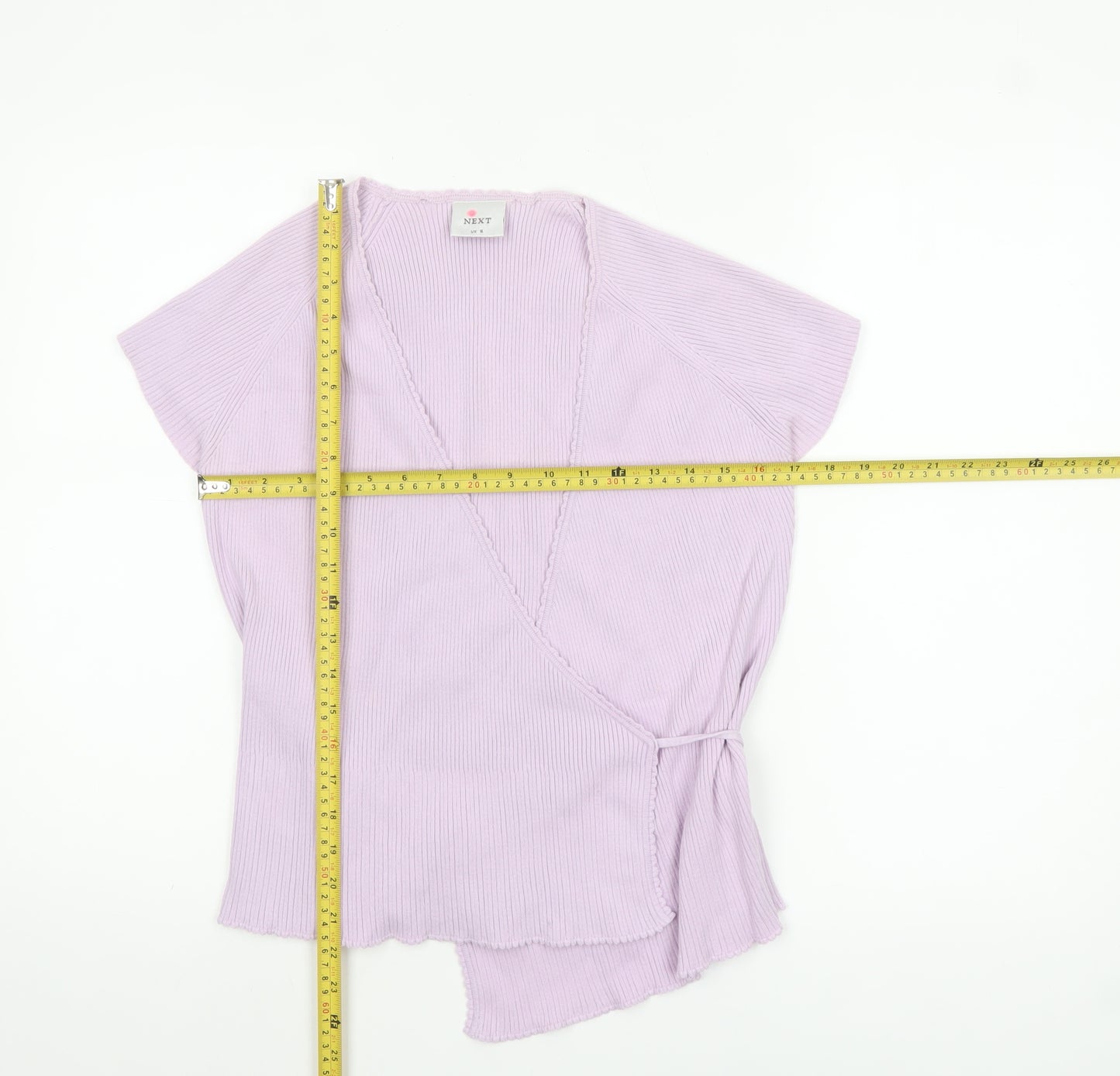 Next Women Purple Wrap Knit Blouse UK 16 Short Sleeve