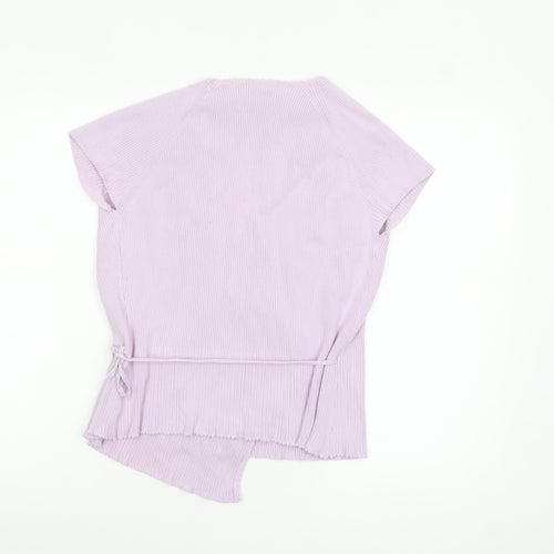 Next Women Purple Wrap Knit Blouse UK 16 Short Sleeve