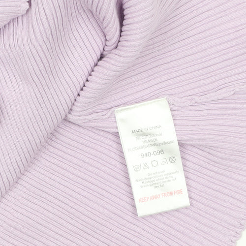 Next Women Purple Wrap Knit Blouse UK 16 Short Sleeve