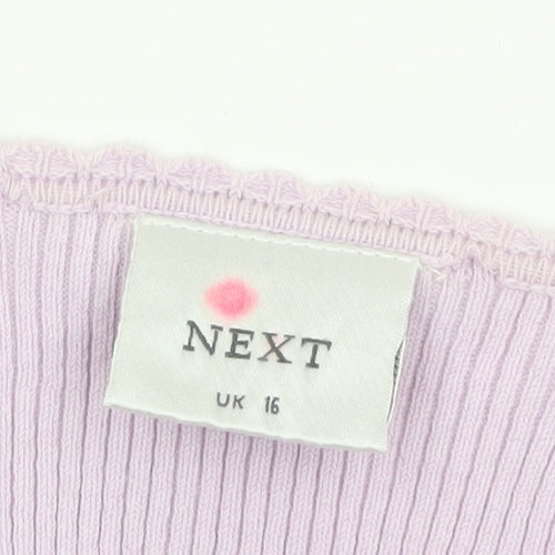Next Women Purple Wrap Knit Blouse UK 16 Short Sleeve
