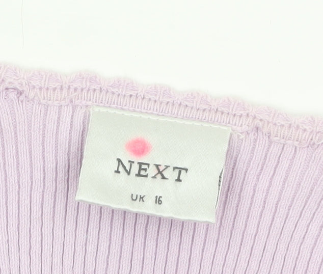Next Women Purple Wrap Knit Blouse UK 16 Short Sleeve