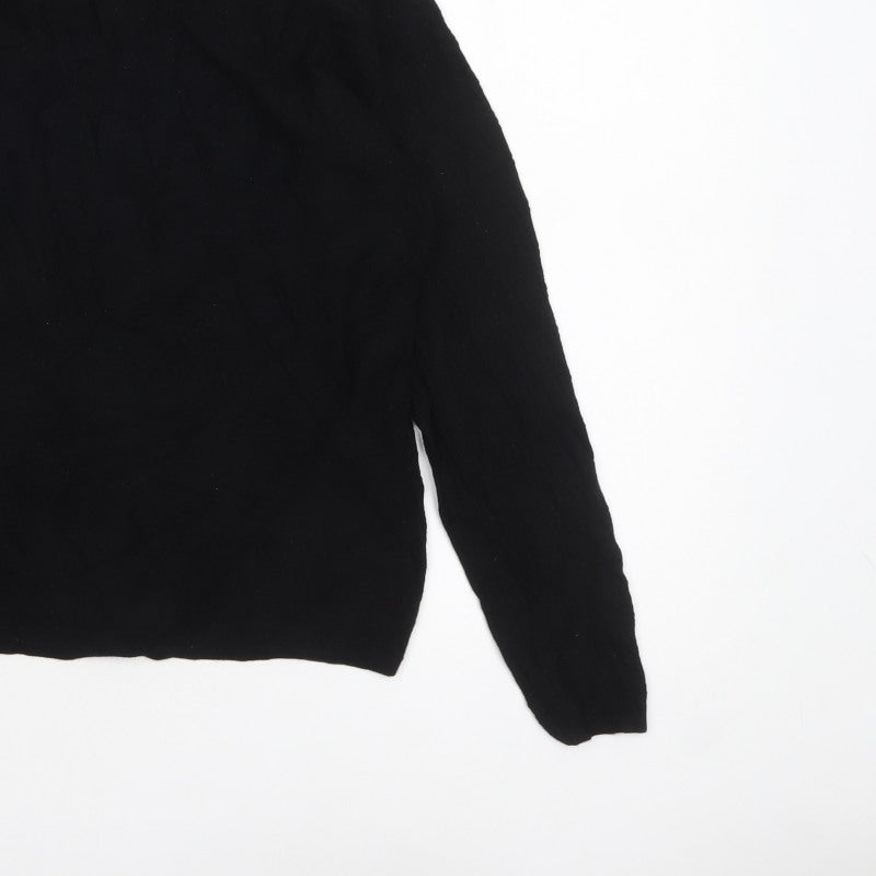 Zara Women Black Medium Crew Neck Knit Pullover Jumper