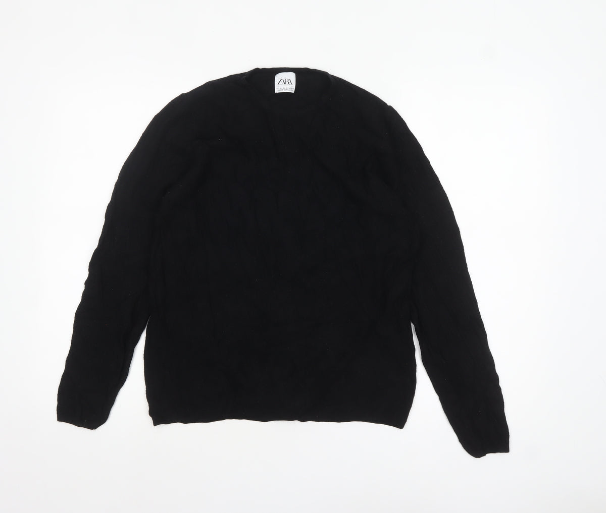 Zara Women Black Medium Crew Neck Knit Pullover Jumper