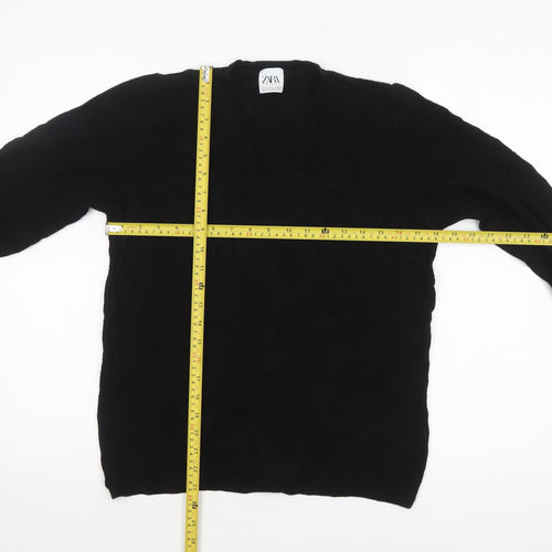Zara Women Black Medium Crew Neck Knit Pullover Jumper