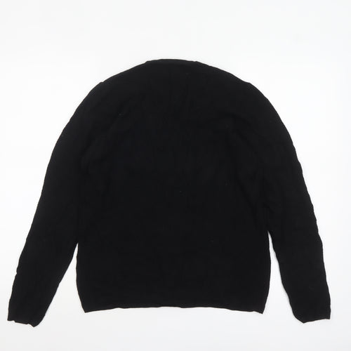 Zara Women Black Medium Crew Neck Knit Pullover Jumper