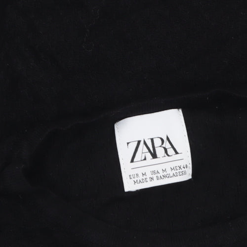 Zara Women Black Medium Crew Neck Knit Pullover Jumper