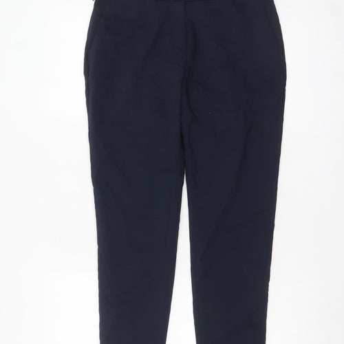 H&M Women's Blue Slim Tapered Cotton Blend Trousers Size 8