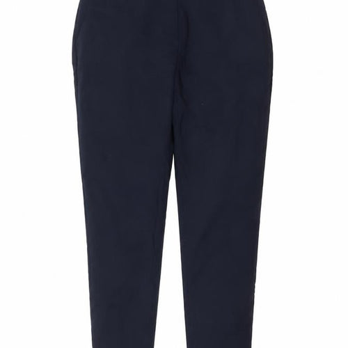 H&M Women's Blue Slim Tapered Cotton Blend Trousers Size 8