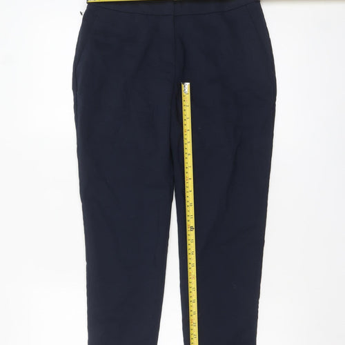 H&M Women's Blue Slim Tapered Cotton Blend Trousers Size 8