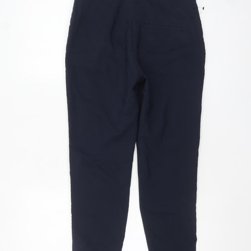 H&M Women's Blue Slim Tapered Cotton Blend Trousers Size 8