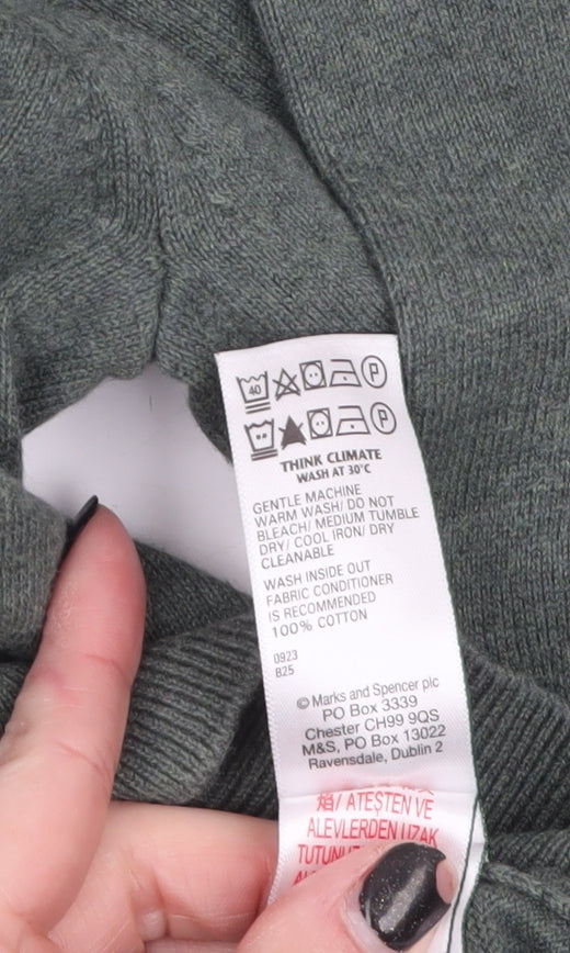 Marks and Spencer Men’s Green Cotton V-Neck Jumper Size L Regular