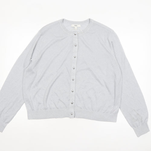 Marks and Spencer Womens Grey Metallic Button Cardigan Size 20