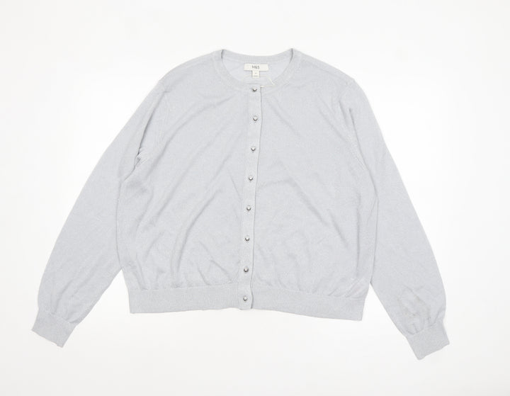 Marks and Spencer Womens Grey Metallic Button Cardigan Size 20