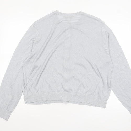 Marks and Spencer Womens Grey Metallic Button Cardigan Size 20