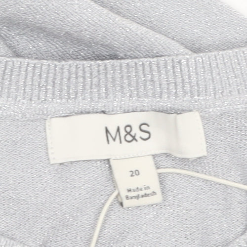 Marks and Spencer Womens Grey Metallic Button Cardigan Size 20