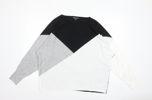 Bonmarché Women’s Black Grey White Geometric Pullover Jumper Size 20