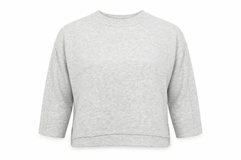 Front view of Vince Camuto Women's Grey Knit Crew Neck Jumper, size M