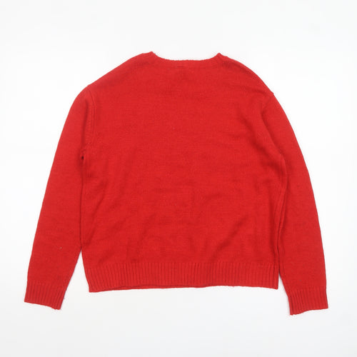 H&M Divided Women Red Sequin Christmas Jumper Size 8