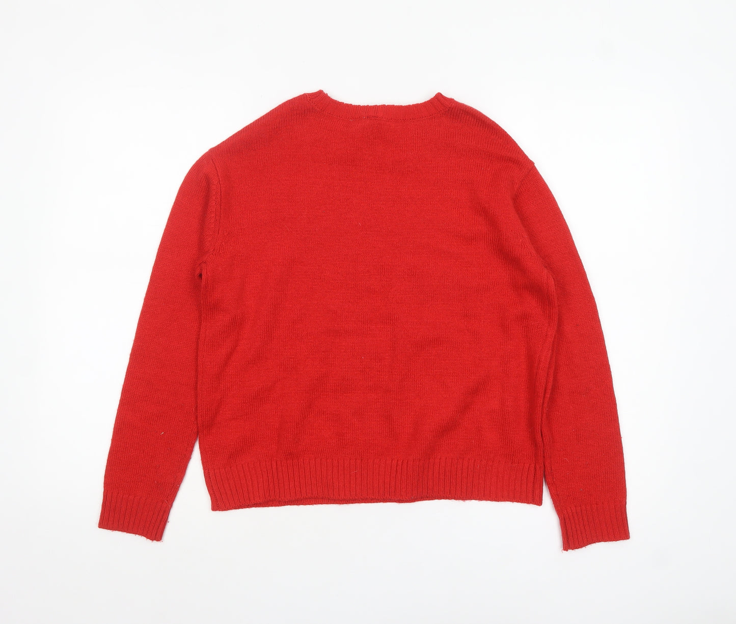 H&M Divided Women Red Sequin Christmas Jumper Size 8