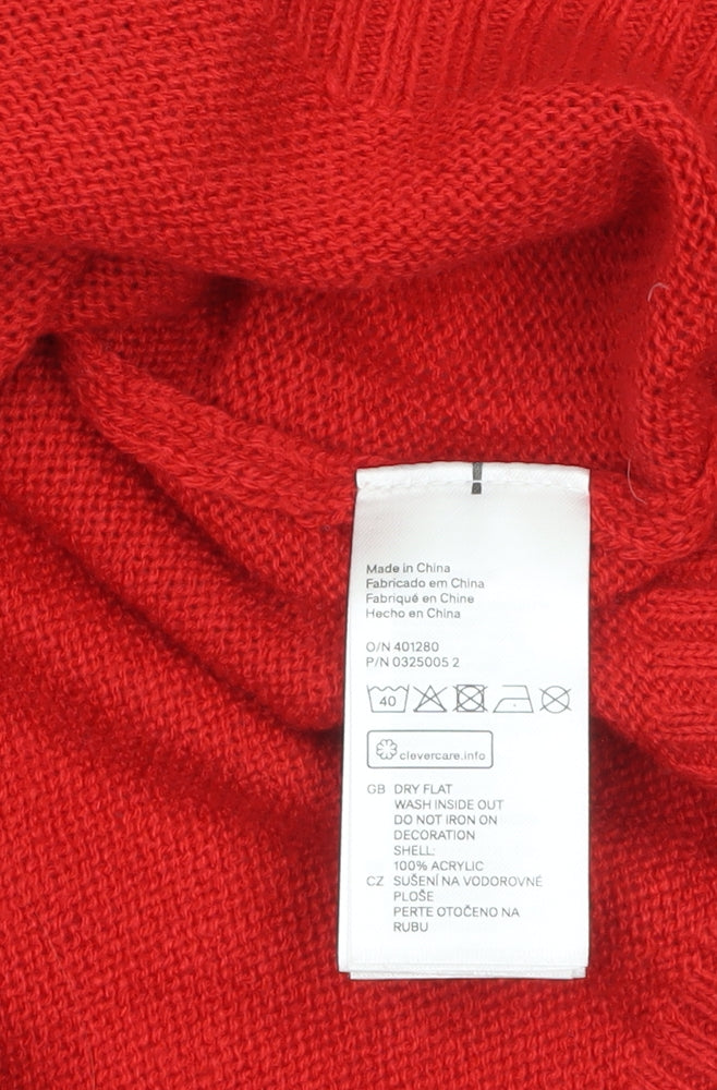 H&M Divided Women Red Sequin Christmas Jumper Size 8