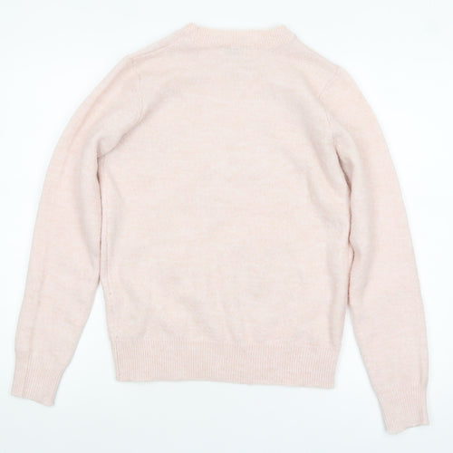 Papaya Womens Pink Sequin Heart Pullover Jumper Size S