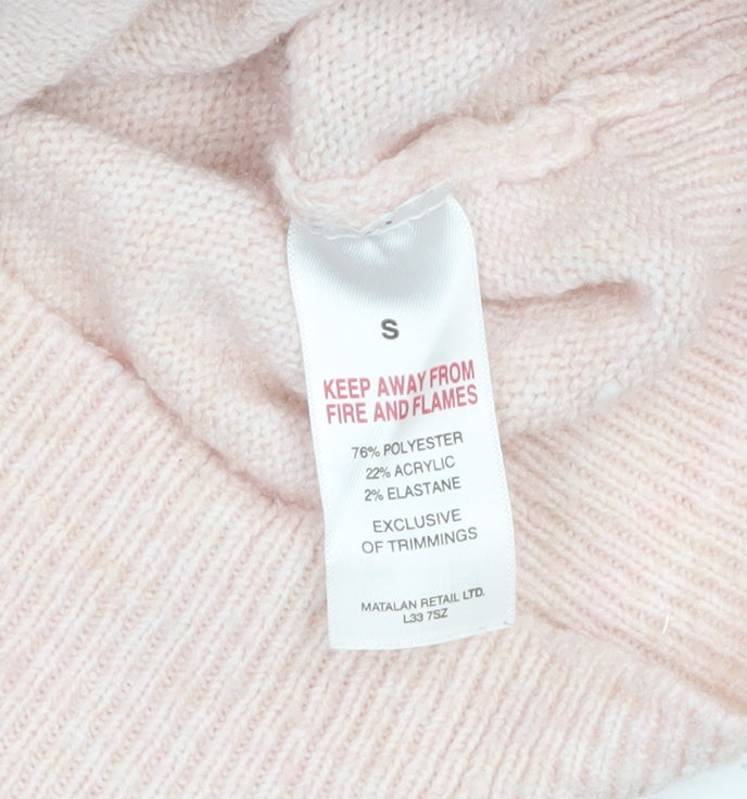 Papaya Womens Pink Sequin Heart Pullover Jumper Size S