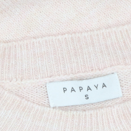 Papaya Womens Pink Sequin Heart Pullover Jumper Size S