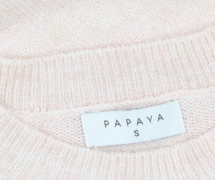 Papaya Womens Pink Sequin Heart Pullover Jumper Size S