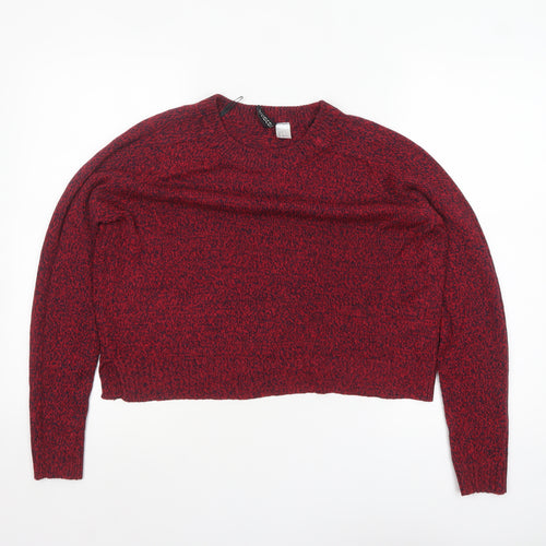H&M Divided Women's Red Knit Acrylic Pullover Jumper Size 8