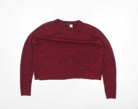 H&M Divided Women's Red Knit Acrylic Pullover Jumper Size 8