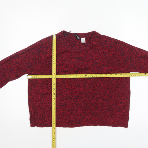 H&M Divided Women's Red Knit Acrylic Pullover Jumper Size 8