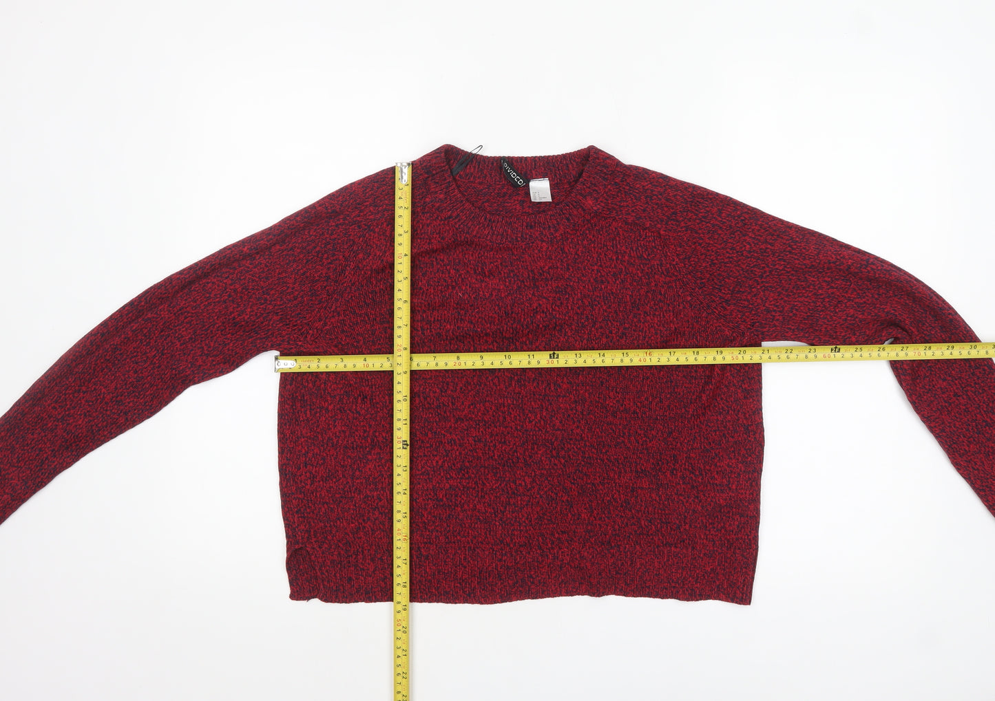H&M Divided Women's Red Knit Acrylic Pullover Jumper Size 8