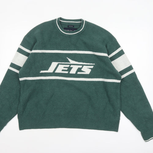 Abercrombie & Fitch Men’s Green Jets Graphic Knit Jumper Size M