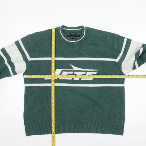 Abercrombie & Fitch Men’s Green Jets Graphic Knit Jumper Size M