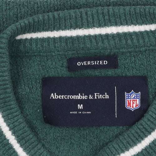 Abercrombie & Fitch Men’s Green Jets Graphic Knit Jumper Size M