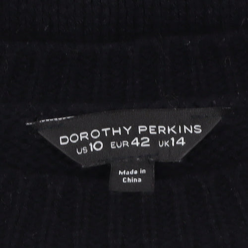 Dorothy Perkins Womens Black Sequin Reindeer Christmas Jumper Size 14