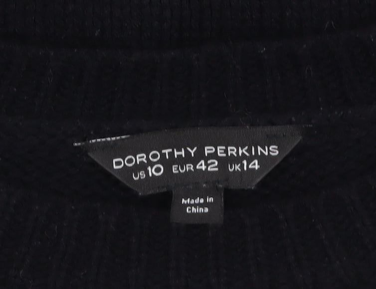 Dorothy Perkins Womens Black Sequin Reindeer Christmas Jumper Size 14