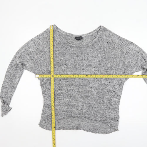 Topshop Women Grey Knit Boat Neck Long Sleeve Pullover Jumper Size 10