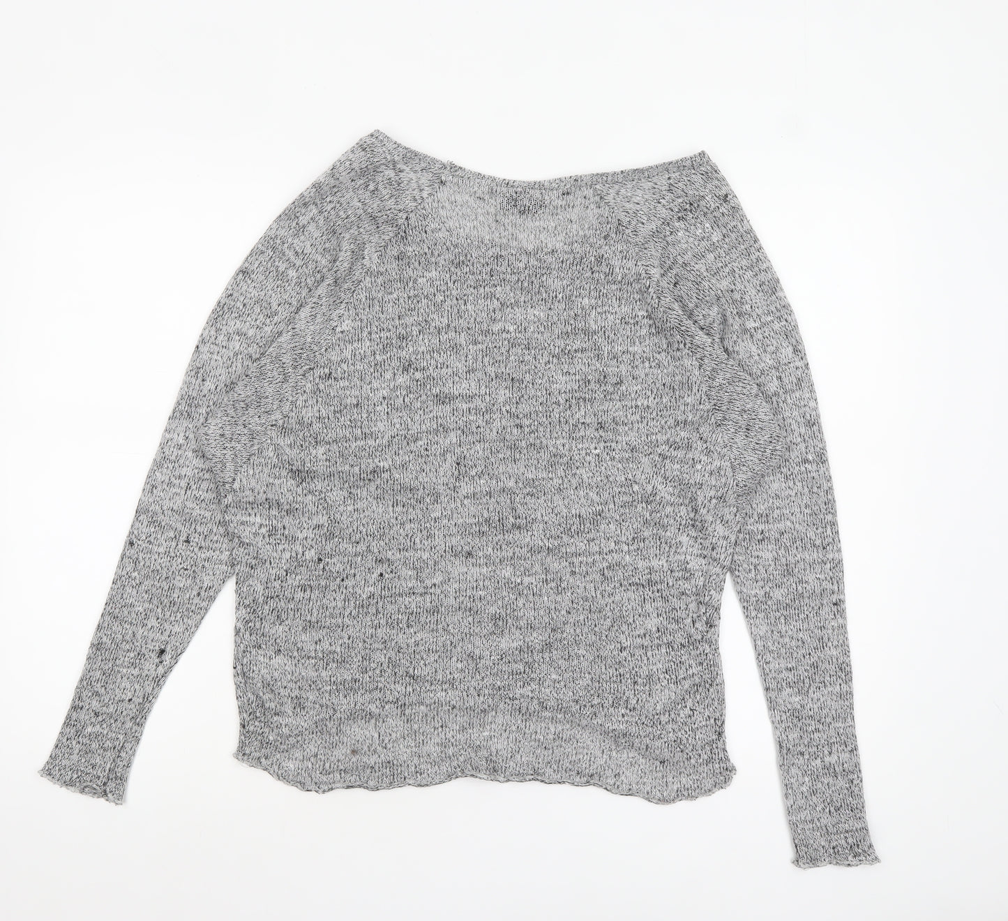 Topshop Women Grey Knit Boat Neck Long Sleeve Pullover Jumper Size 10