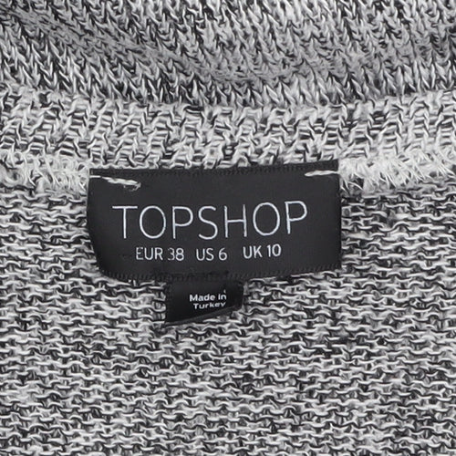 Topshop Women Grey Knit Boat Neck Long Sleeve Pullover Jumper Size 10