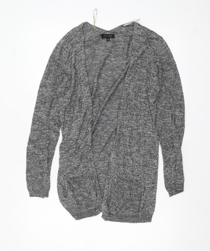 New Look Womens Grey Long Sleeve Open Knit Cotton Cardigan Size 10